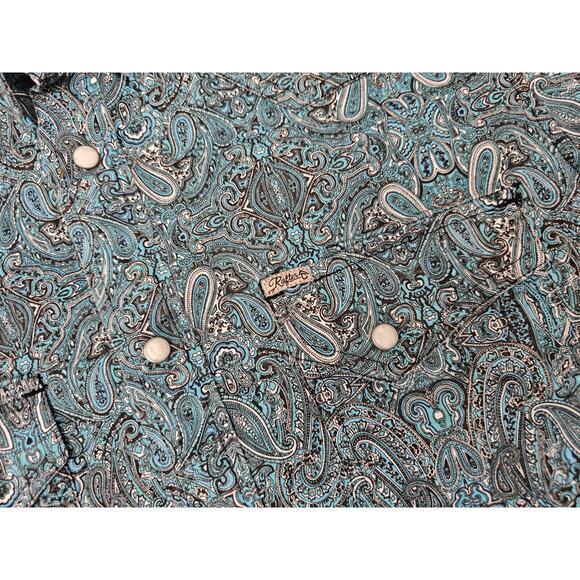 Rafter C Cowboy Collection Pro Flex 45 Performance Medium Green Paisley Shirt - Picture 7 of 16